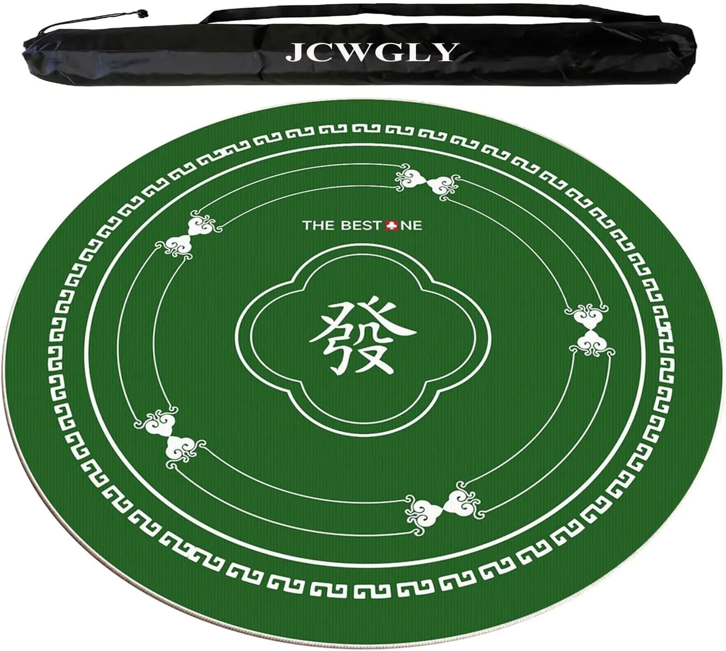 60-140cm Round Mahjong Mat, Anti-Slip and Noise-reducing Tablecloth for Home Party Mahjong Poker Card and Board Games, with Carrying Bag(Green,90cm/35.44in)