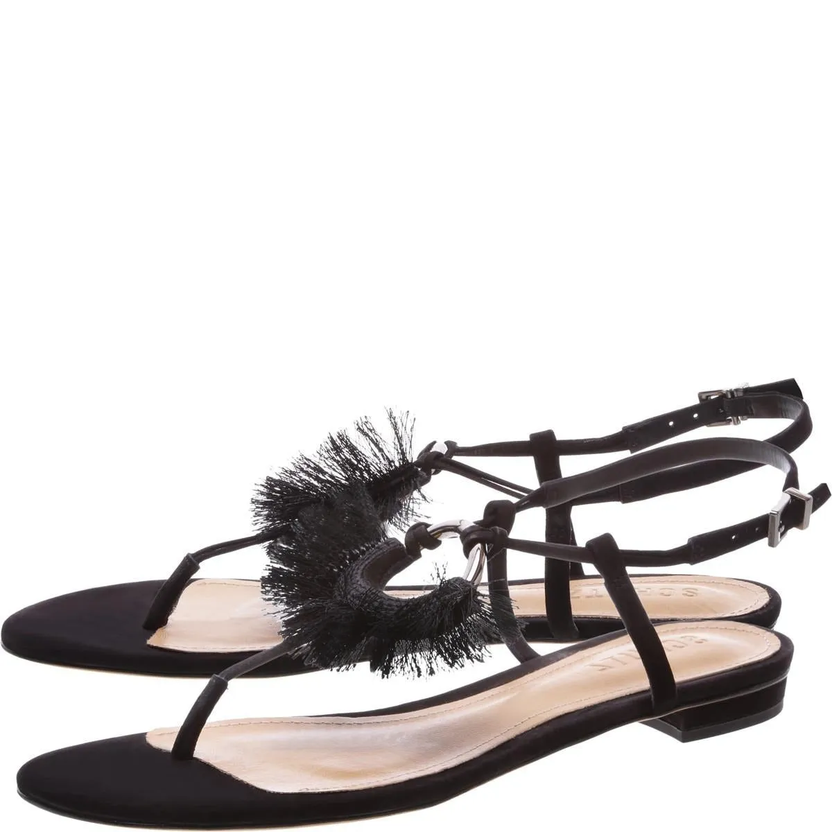 Adjustable Sandal Ankle Black Schutz Ring Sandals Flat All-in-one solution Buy-one-get-one-free Fringe Thong Tiele Strap