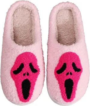 Afellicy Halloween Christmas Slippers Checkered Scuff for Women and Men Holiday Indoor Bedroom Fluffy Warm Fleece Slippers Winter Soft Cozy Home Non-Slip Soft Plush Slip-on Wool Lined House Shoes