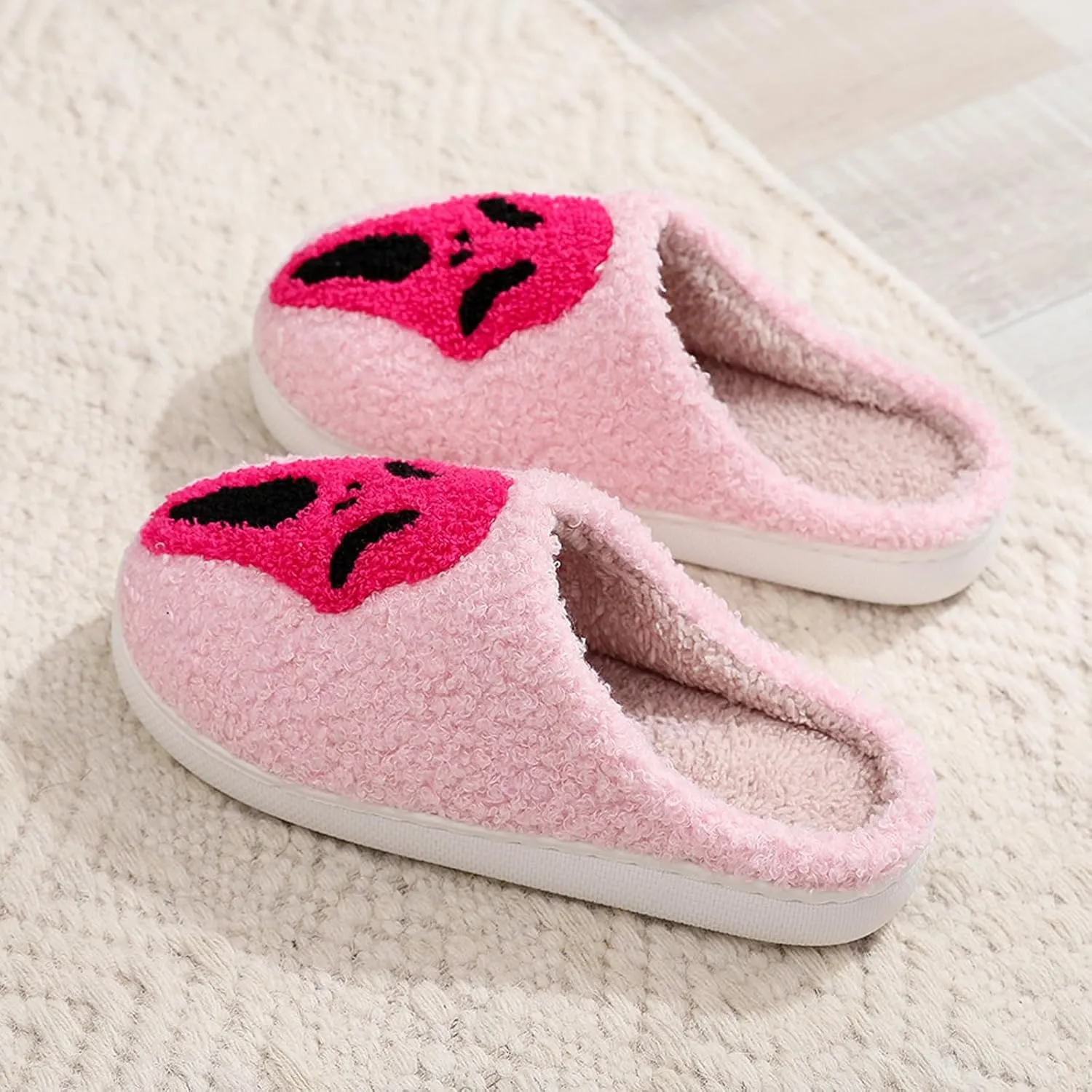 Afellicy Halloween Christmas Slippers Checkered Scuff for Women and Men Holiday Indoor Bedroom Fluffy Warm Fleece Slippers Winter Soft Cozy Home Non-Slip Soft Plush Slip-on Wool Lined House Shoes