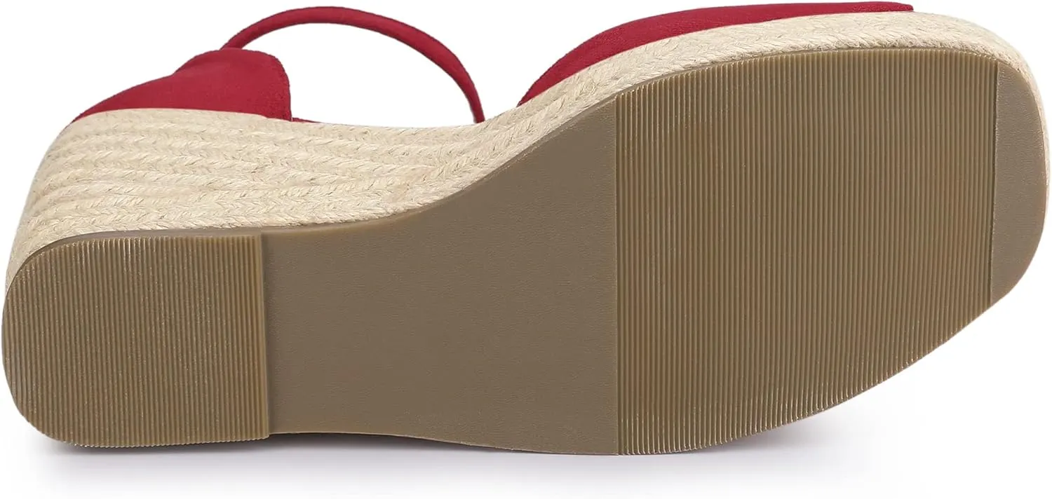 Allegra K Women's Espadrille Platform Ankle Strap Wedge Heel Sandals