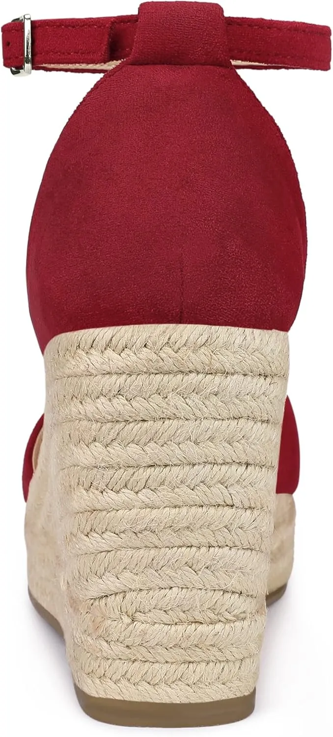 Allegra K Women's Espadrille Platform Ankle Strap Wedge Heel Sandals