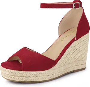 Allegra K Women's Espadrille Platform Ankle Strap Wedge Heel Sandals