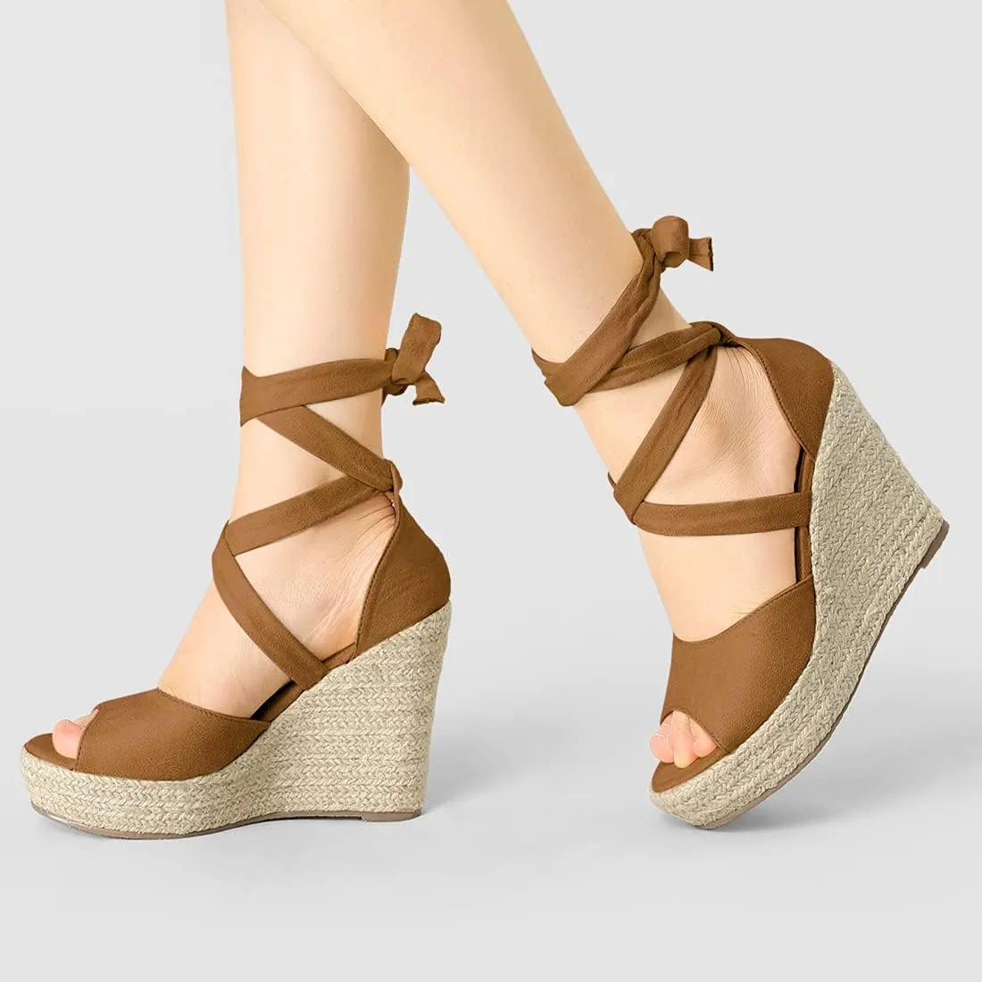 Allegra K Women's Lace Up Espadrilles Platform Platform Wedges Sandals