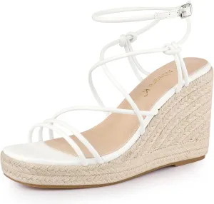 Allegra K Women's Platform Espadrille Wedge Heel Slingback Strappy Sandals