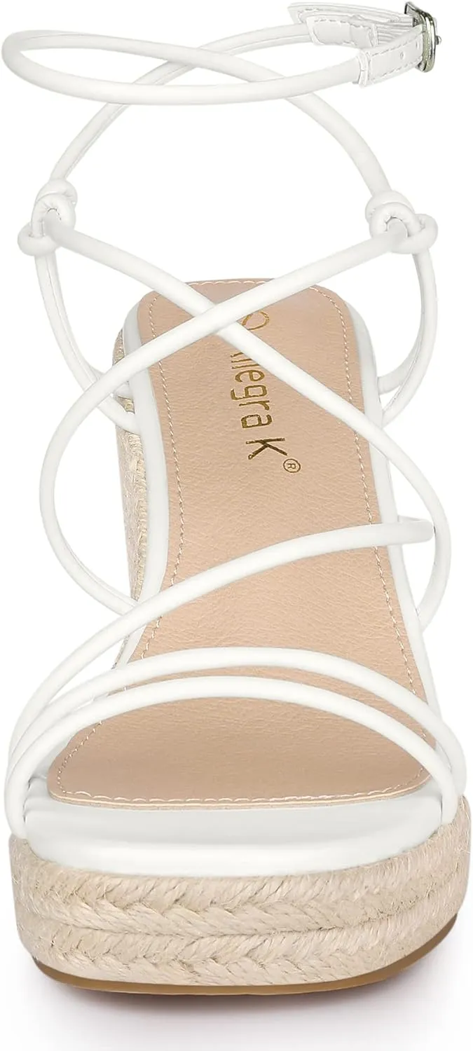 Allegra K Women's Platform Espadrille Wedge Heel Slingback Strappy Sandals