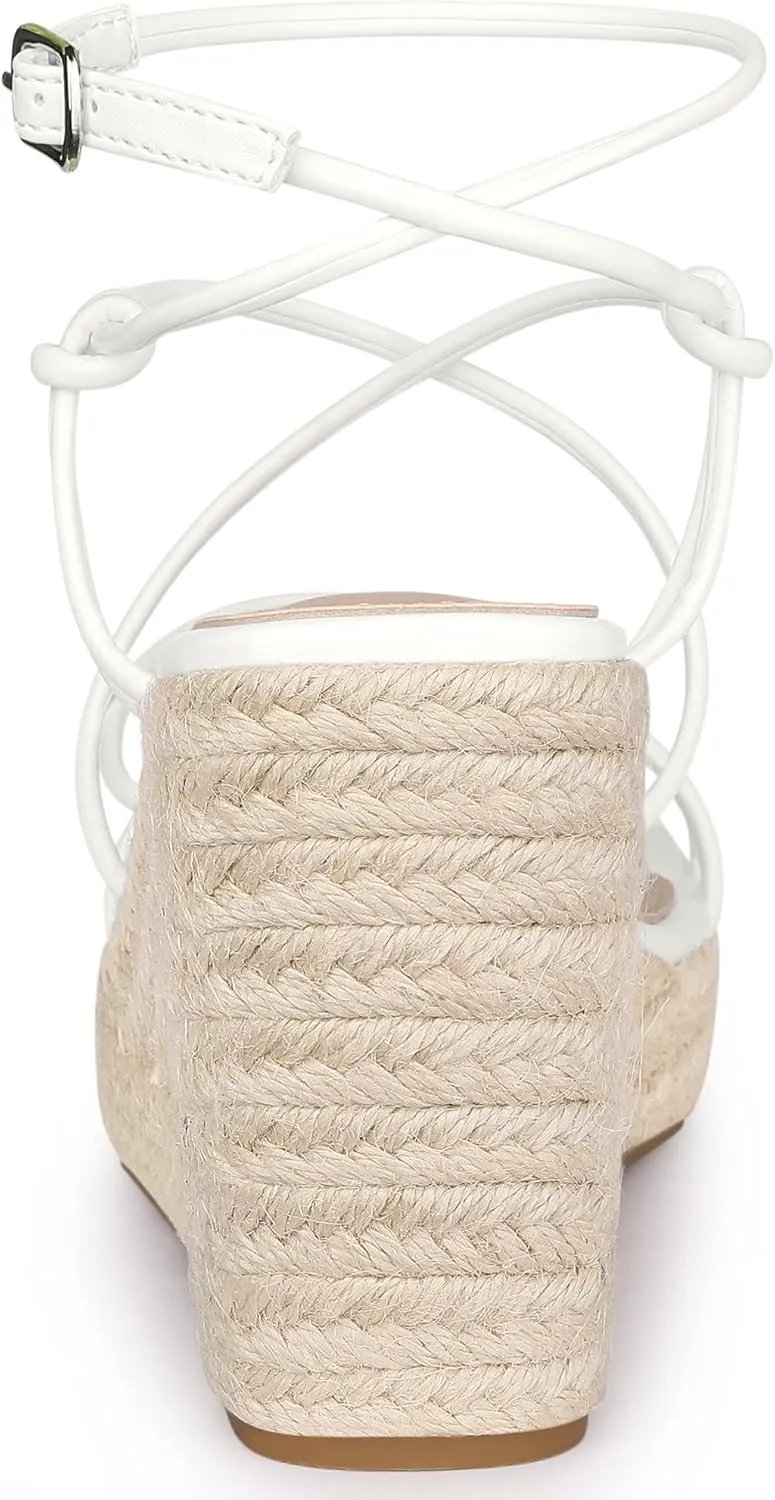 Allegra K Women's Platform Espadrille Wedge Heel Slingback Strappy Sandals