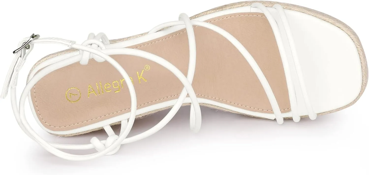 Allegra K Women's Platform Espadrille Wedge Heel Slingback Strappy Sandals