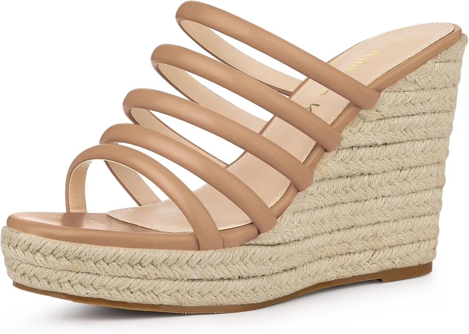 Allegra K Women's Platform Espadrille Wedge Strappy Straps Slides Wedges