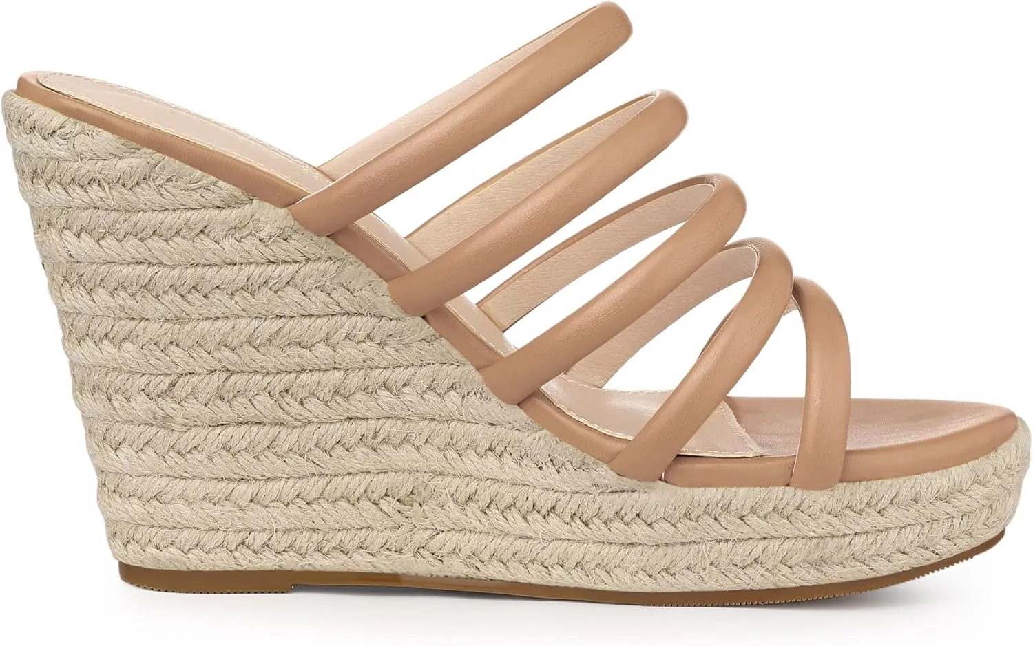 Allegra K Women's Platform Espadrille Wedge Strappy Straps Slides Wedges