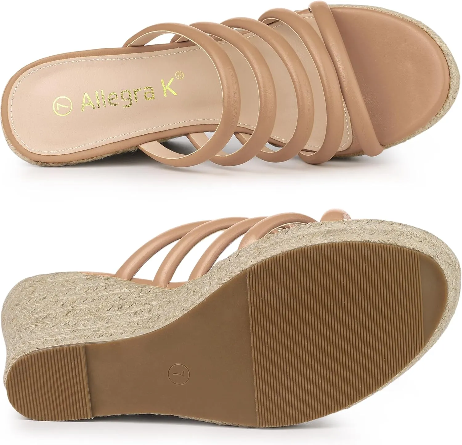 Allegra K Women's Platform Espadrille Wedge Strappy Straps Slides Wedges