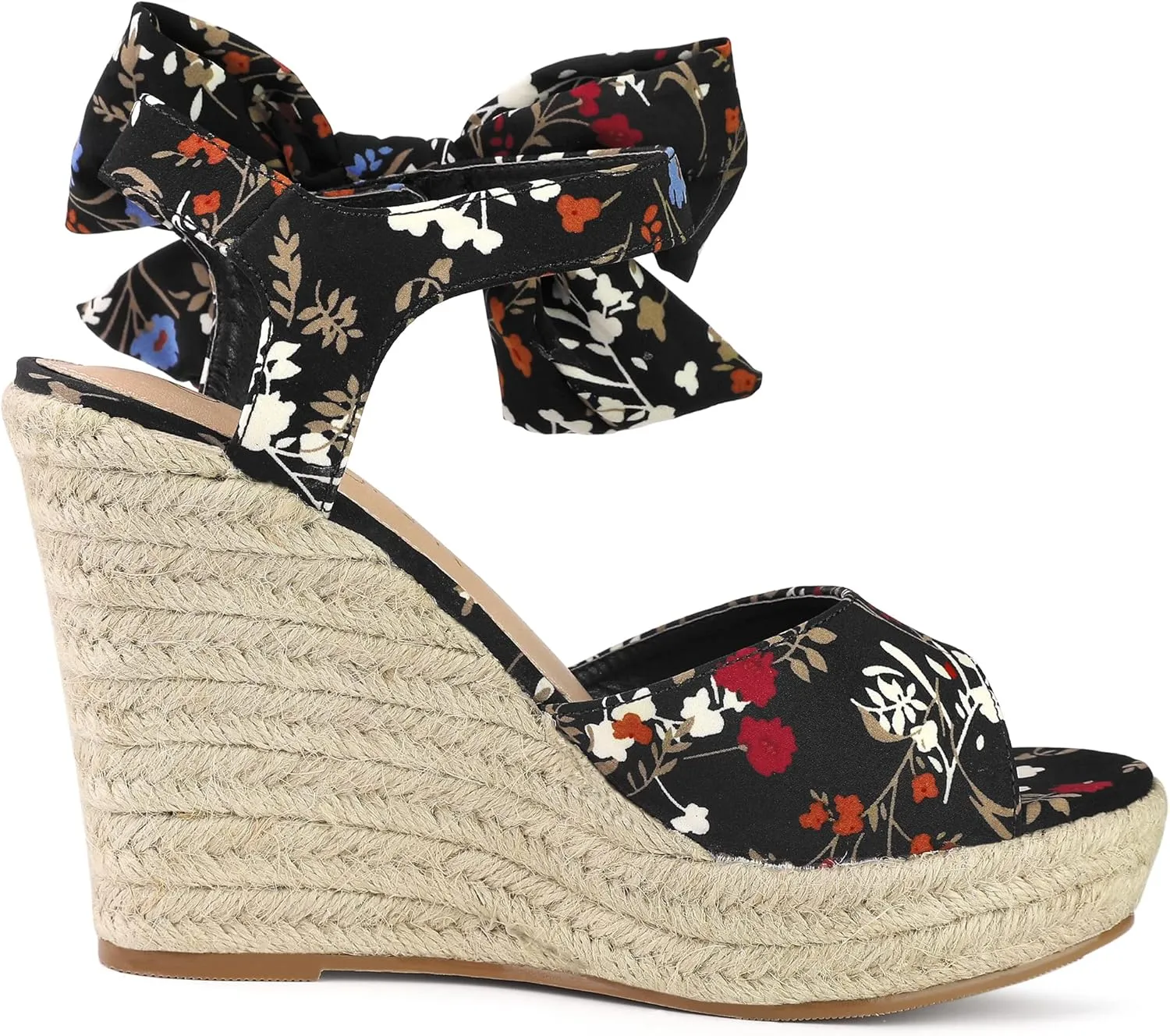 Allegra K Women's Platform Floral Printed Slingback Espadrille Wedge Sandals