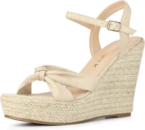 Allegra K Women's Platform Slingback Espadrille Wedge Heel Sandals
