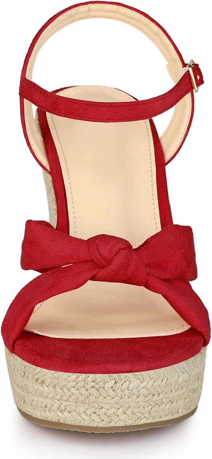 Allegra K Women's Platform Slingback Espadrille Wedge Heel Sandals