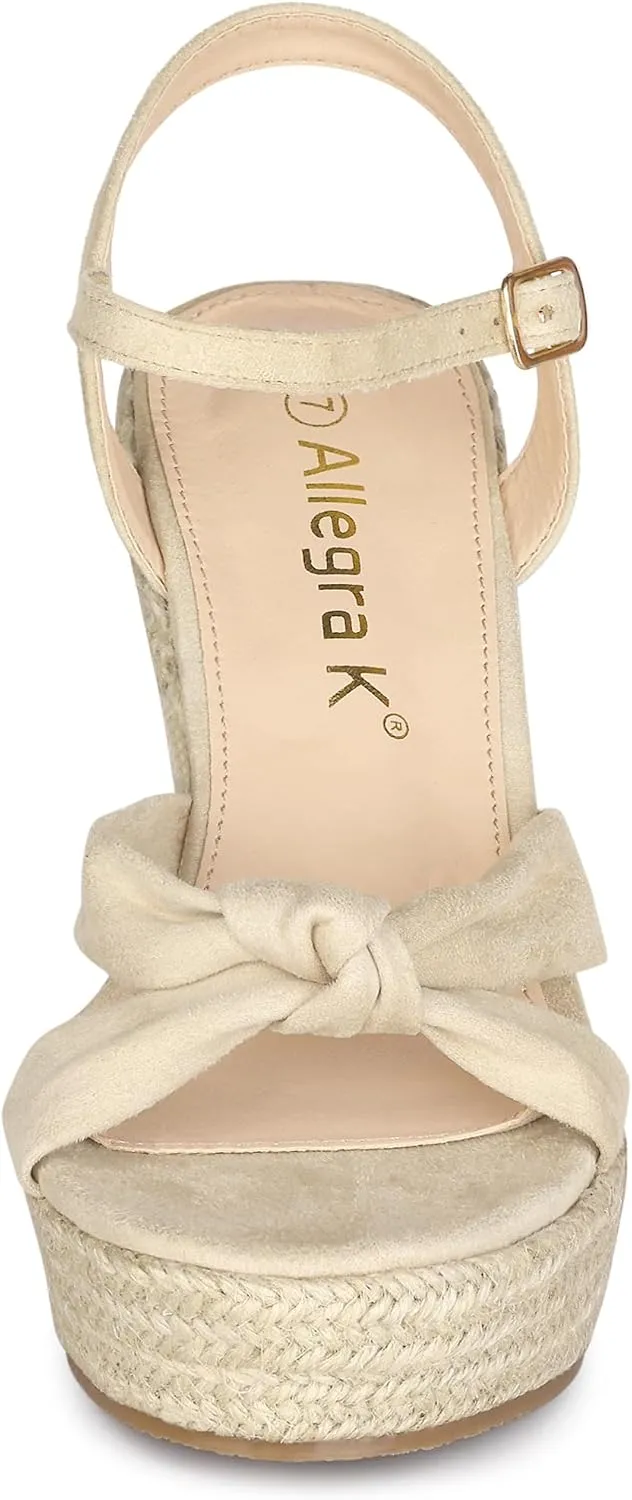 Allegra K Women's Platform Slingback Espadrille Wedge Heel Sandals