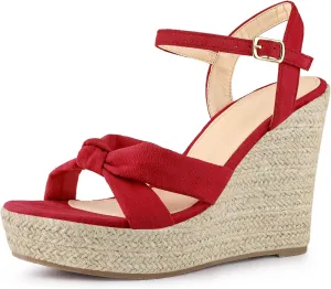 Allegra K Women's Platform Slingback Espadrille Wedge Heel Sandals