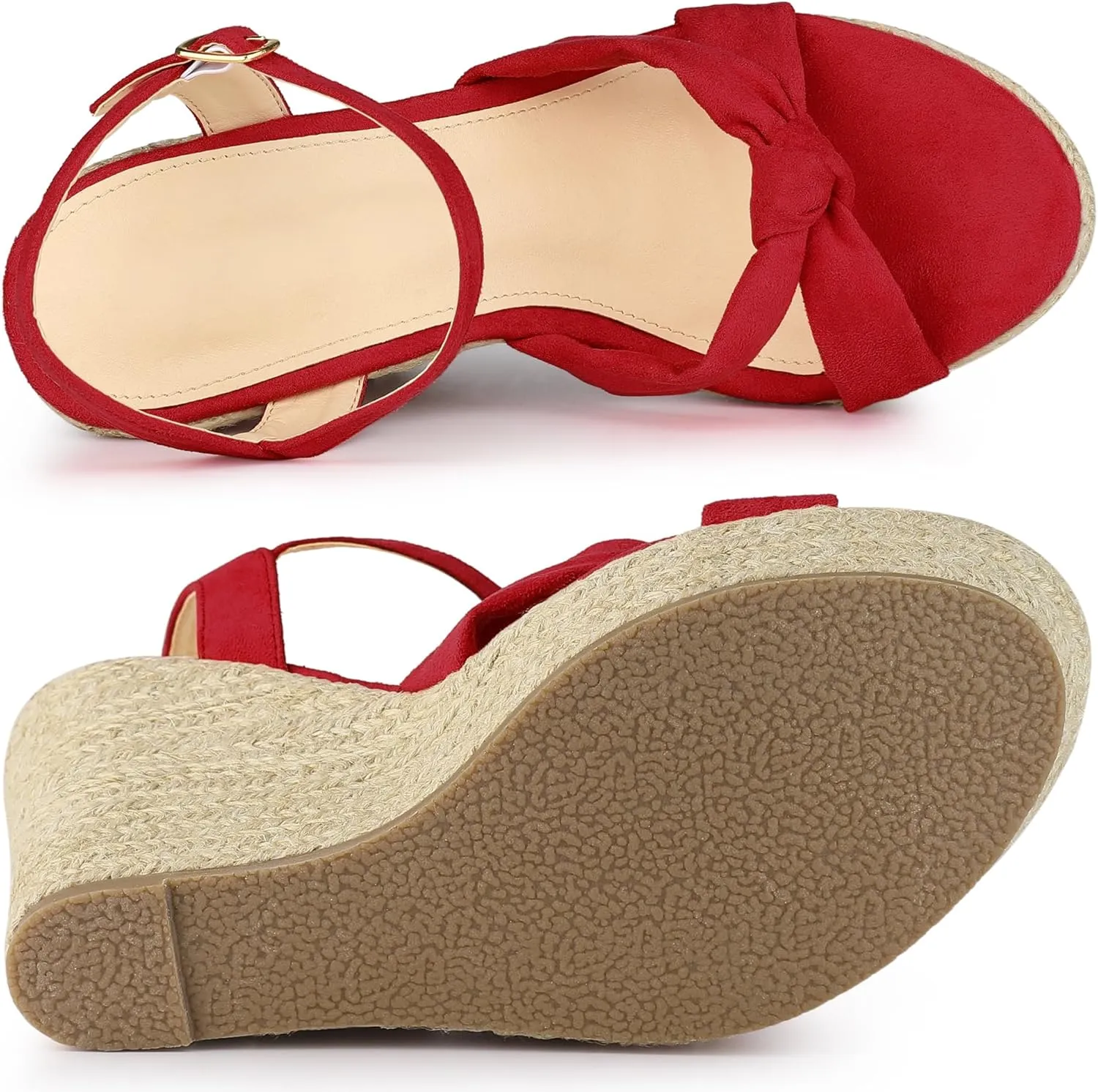 Allegra K Women's Platform Slingback Espadrille Wedge Heel Sandals