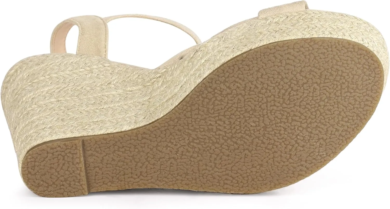 Allegra K Women's Platform Slingback Espadrille Wedge Heel Sandals