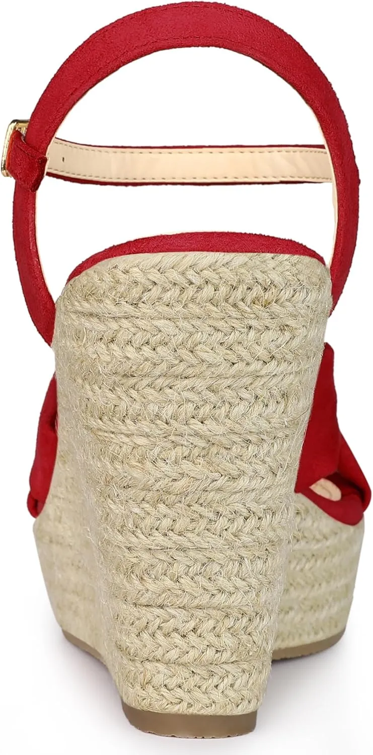 Allegra K Women's Platform Slingback Espadrille Wedge Heel Sandals