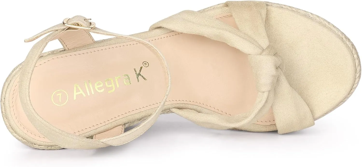 Allegra K Women's Platform Slingback Espadrille Wedge Heel Sandals