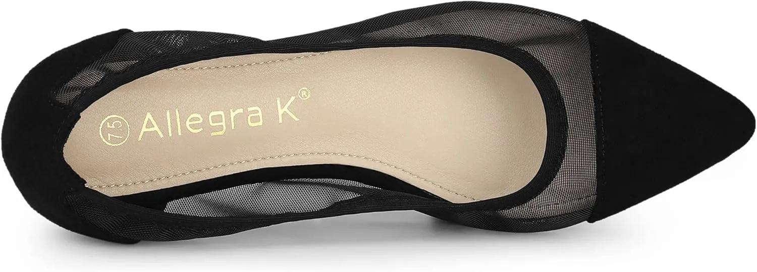 Allegra K Women's Pointed Toe Slip On Mesh Flats