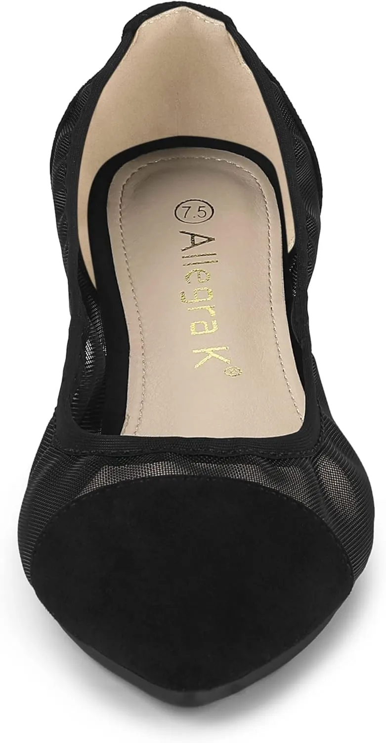 Allegra K Women's Pointed Toe Slip On Mesh Flats