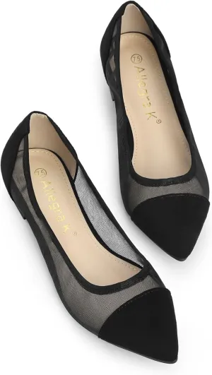 Allegra K Women's Pointed Toe Slip On Mesh Flats