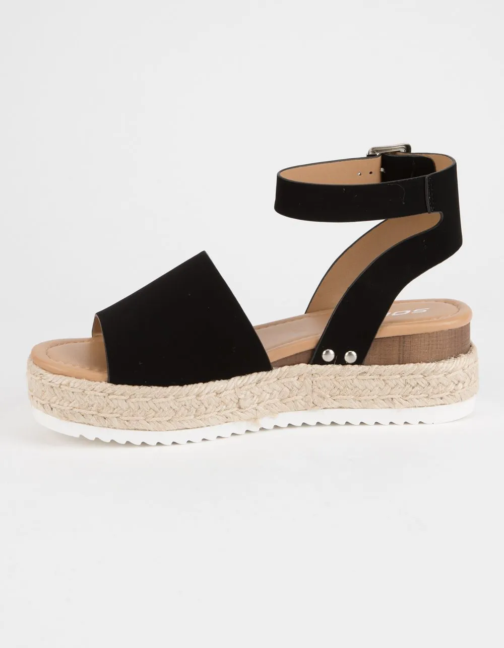 Ankle Topic Platform Open Lightweight Black Soda Toe Strap Heeled Espadrilles Casual Weather-resistant Sandals