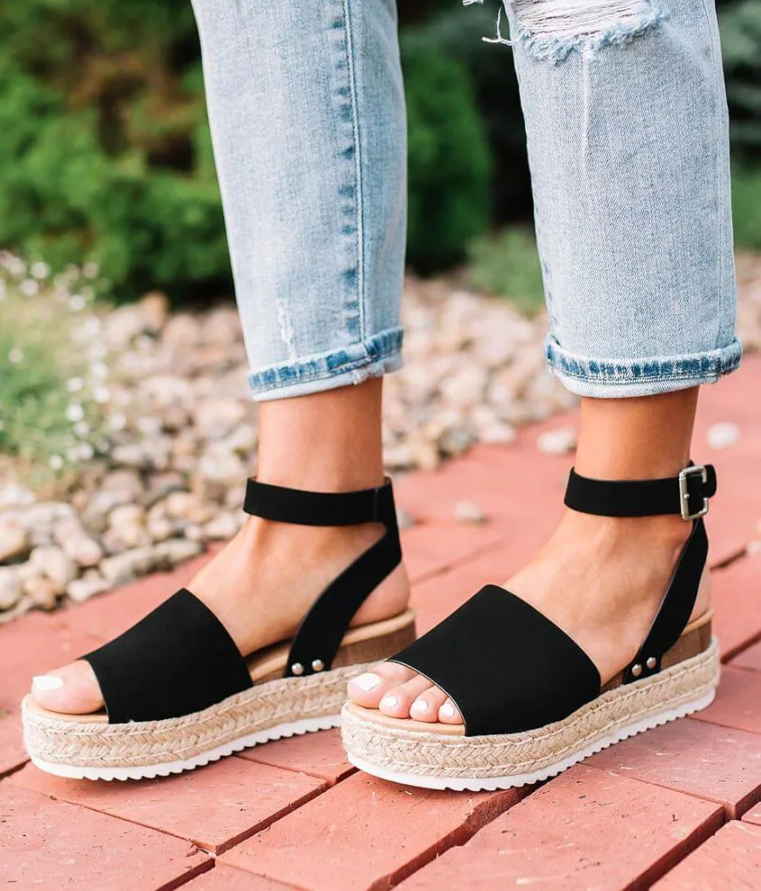 Ankle Topic Platform Open Lightweight Black Soda Toe Strap Heeled Espadrilles Casual Weather-resistant Sandals