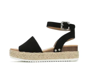 Ankle Topic Platform Open Lightweight Black Soda Toe Strap Heeled Espadrilles Casual Weather-resistant Sandals