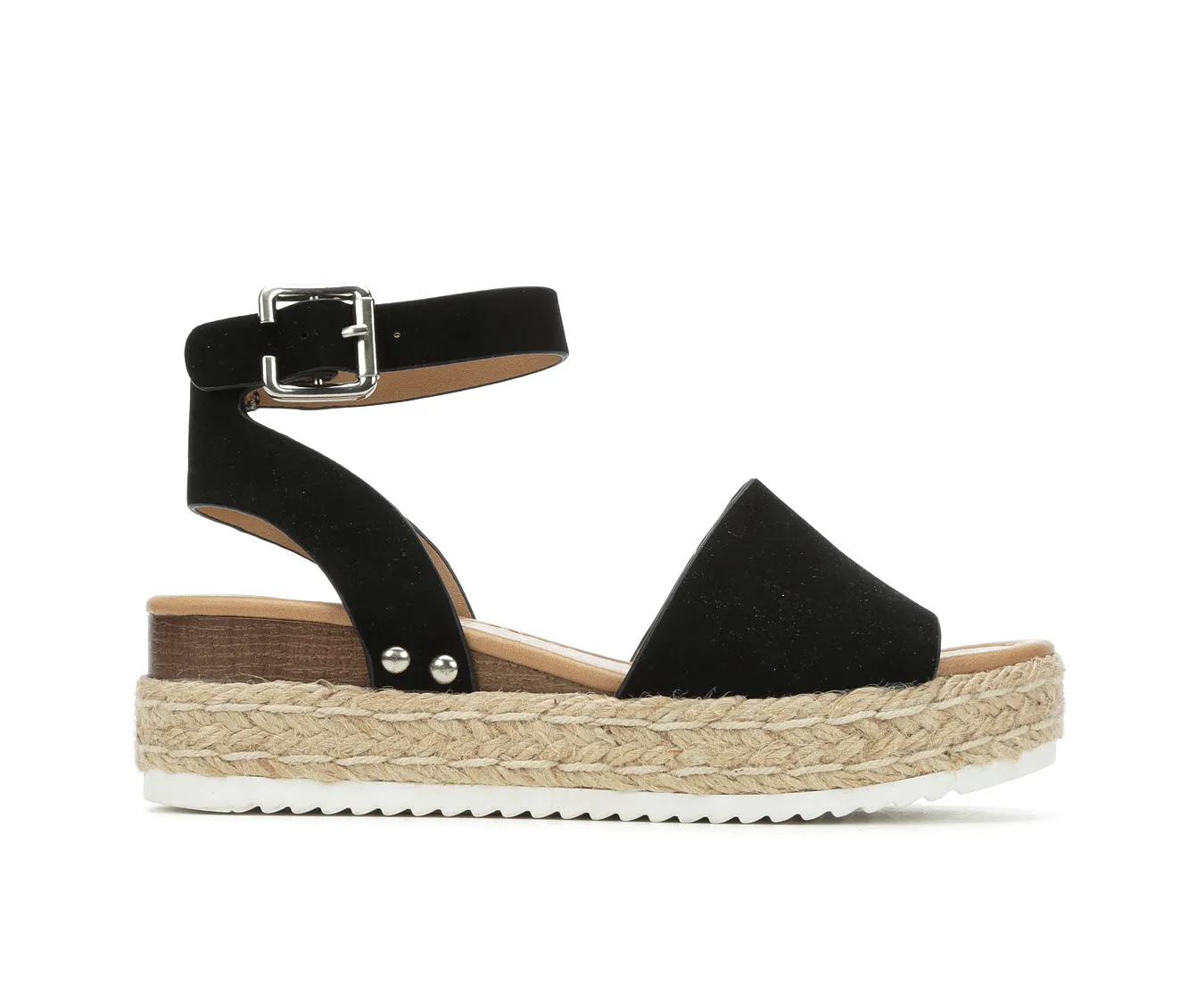 Ankle Topic Platform Open Lightweight Black Soda Toe Strap Heeled Espadrilles Casual Weather-resistant Sandals