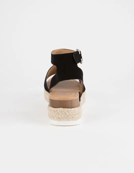 Ankle Topic Platform Open Lightweight Black Soda Toe Strap Heeled Espadrilles Casual Weather-resistant Sandals