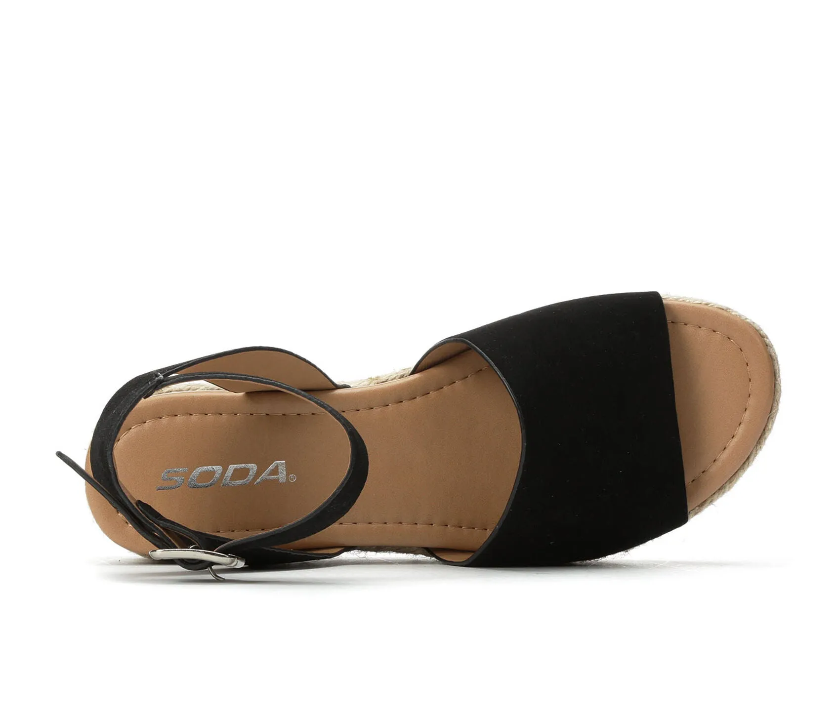 Ankle Topic Platform Open Lightweight Black Soda Toe Strap Heeled Espadrilles Casual Weather-resistant Sandals