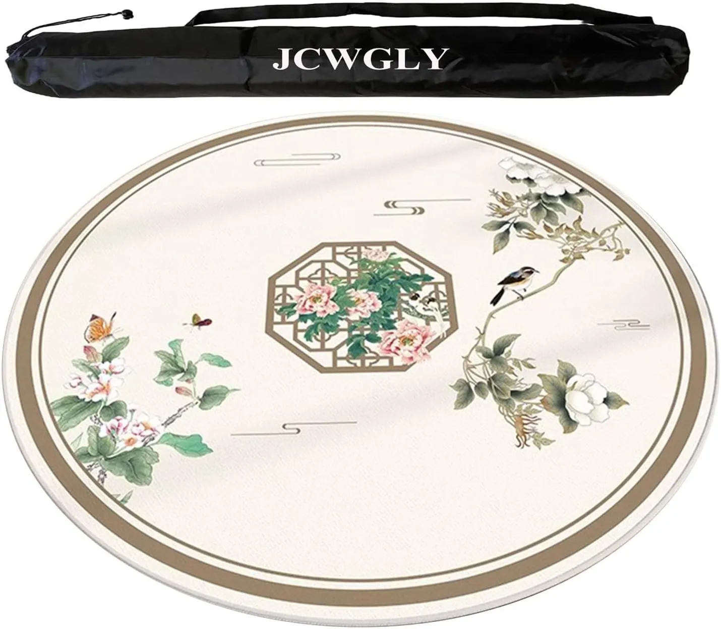 Anti Slip Round Mahjong Mat for Tables, Home and Chess Card Room Game Tablecloth with Carrying Bag for Card Chess and Tile Games, Noise Reduction(Off White 1,140cm/55.12in)