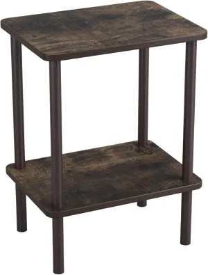 Apicizon 2 Tier End Table, Boho Side Table with Storage Shelf, Nightstand Bedside Table for Small Spaces, Bedroom, Living Room, Entryway, Farmhouse, Easy Assembly, Rustic Oak