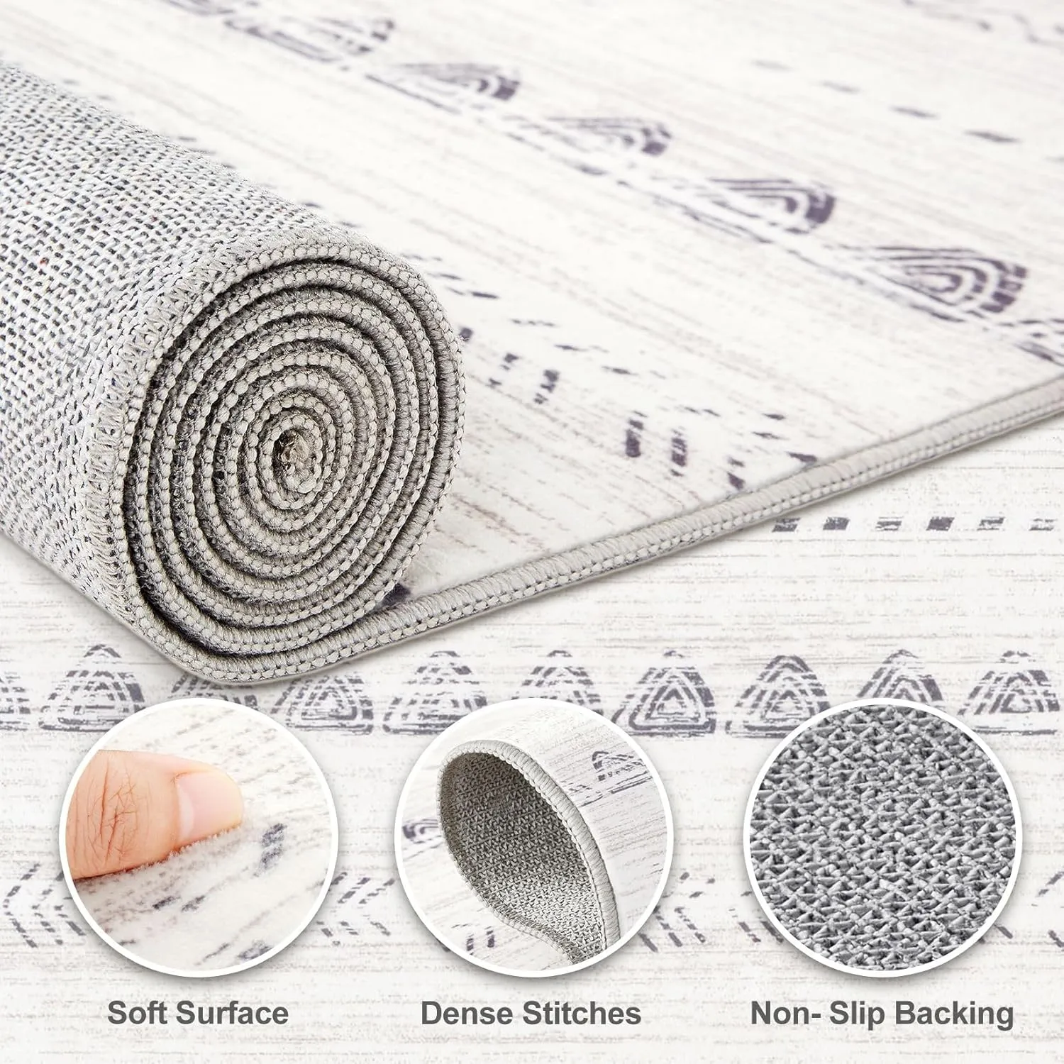Area Rug Living Room Rugs: 5x7 Washable Boho Large Neutral Farmhouse Soft Moroccan Stain Resistant Indoor Floor Carpet for Bedroom Nursery Kids Playroom Office Dining Room Home House Decor- Gray