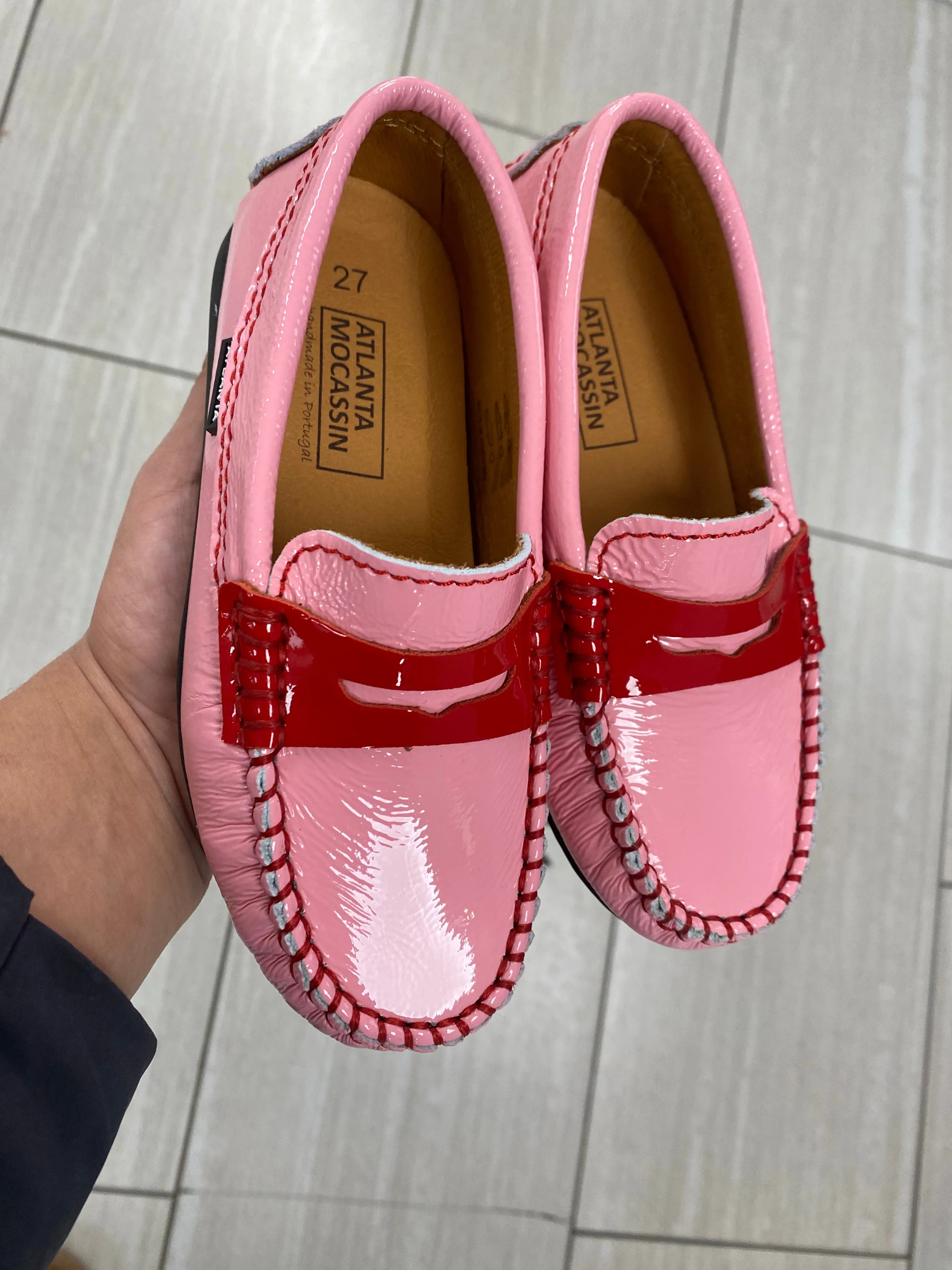 Atlanta Mocassin Pink And Red Penny Loafer
