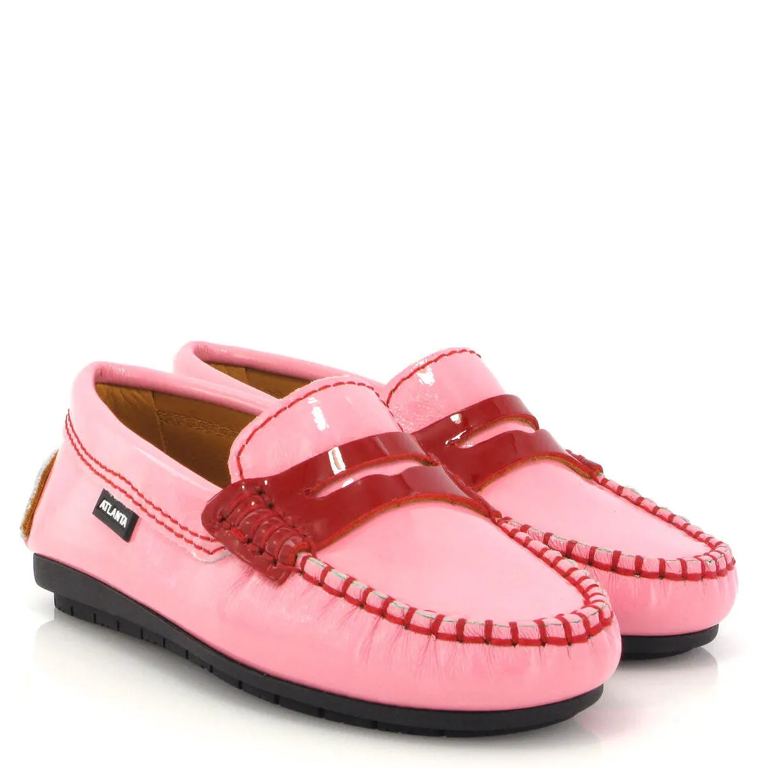 Atlanta Mocassin Pink And Red Penny Loafer