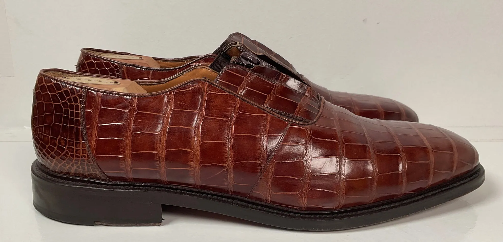 Avventura Exotic Caiman Crocodile Loafers 14 M Zipper