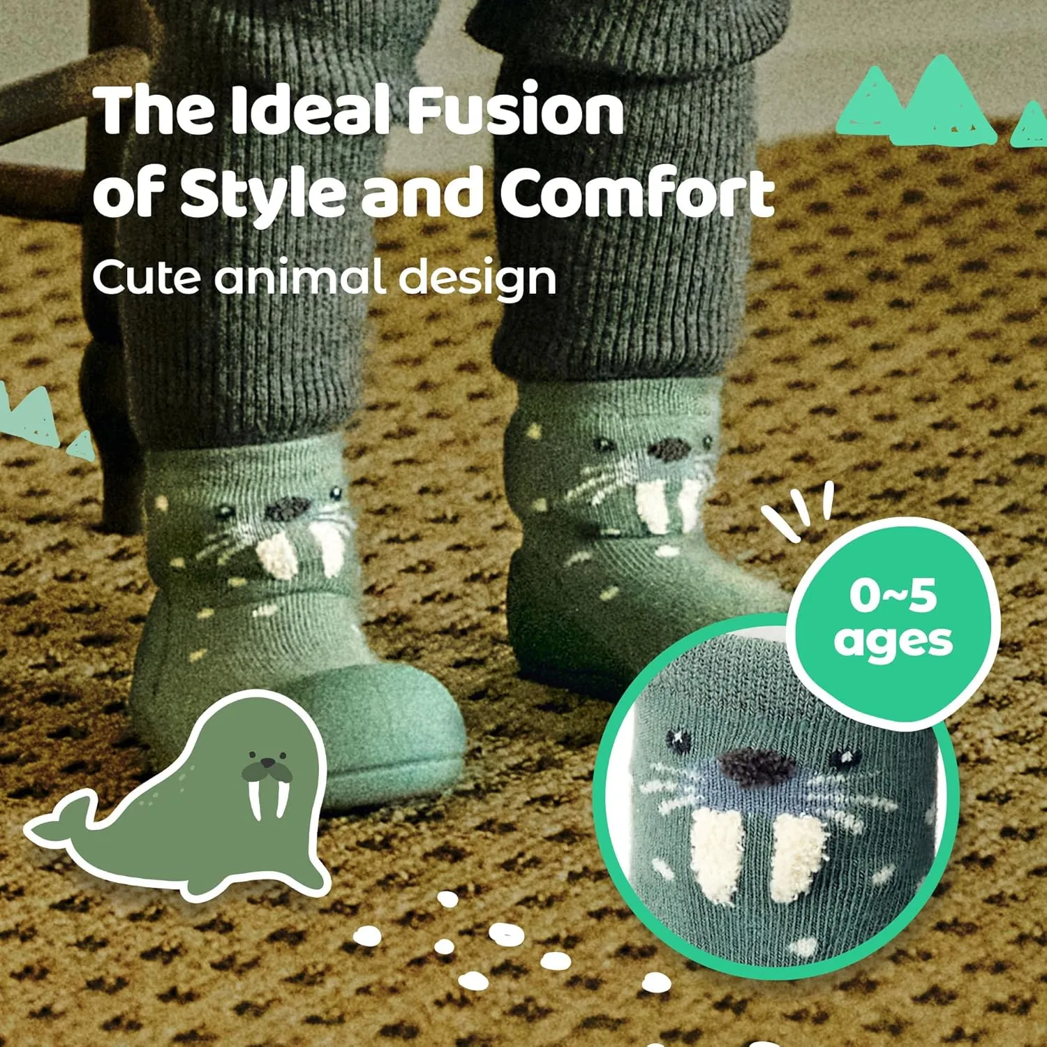 Baby Sock Shoes for Baby Boy & Girl, Soft, Non-Slip Toddler Sock Shoes, Breathable Infant Walking Shoes, First Steps Baby Shoes, Fun Animal-Themed Designs, Easy to Put On
