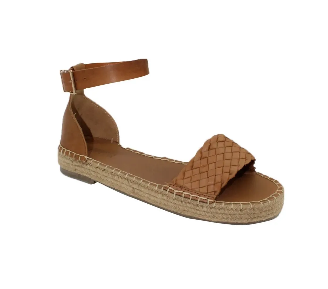 Bans Woven Leather Sandals Tan - Human Shoes