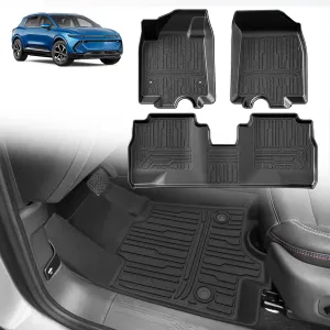 BestEvMod All Weather Liner Floor Mats Compatible with Chevrolet Equinox EV 2024 2025 Accessories Heavyduty Anti-Slip 3D Pattern Waterproof Protect Liner 1st & 2nd Rows Set (Floor Mats)