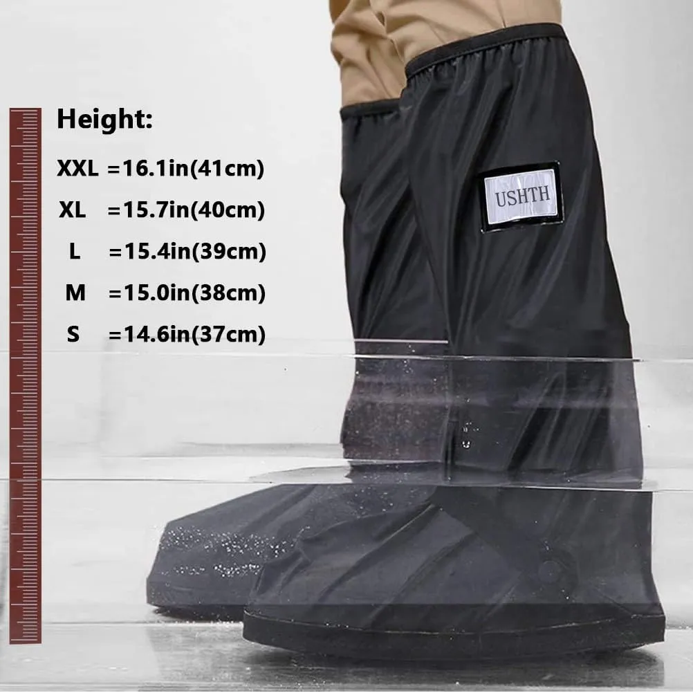 Black Waterproof Rain Boot Shoe Cover with Reflector (1 Pair)