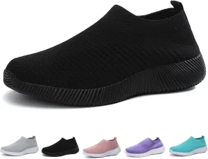Boxpopla Women's Knit Slip-on Walking Shoes Lightweight Soft Comfortable Sports Sock Shoe Breathable Casual Running Sneakers