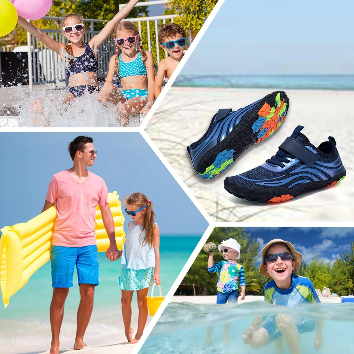 Boys & Girls Water Shoes Lightweight Comfort Sole Easy Walking Athletic Slip on Aqua 5 Toe Sock(Toddler/Little Kid/Big Kid)