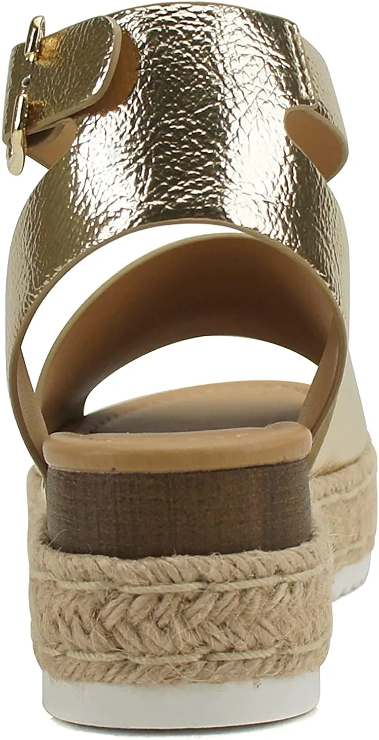 Buckle Soda Platform Ankle Strap Topic Wedges Toe Luxurious Sandals, Safe payments Open Gold