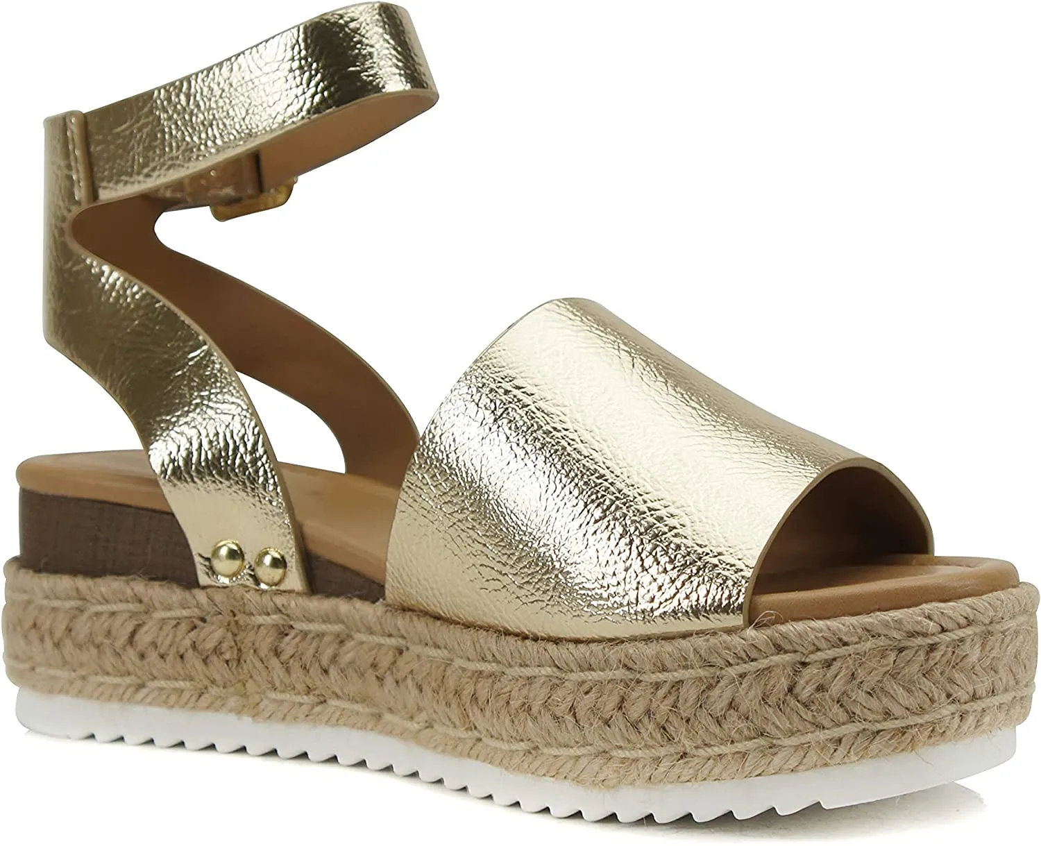 Buckle Soda Platform Ankle Strap Topic Wedges Toe Luxurious Sandals, Safe payments Open Gold