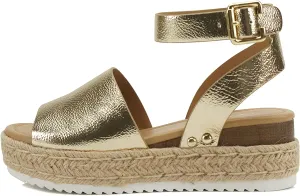 Buckle Soda Platform Ankle Strap Topic Wedges Toe Luxurious Sandals, Safe payments Open Gold