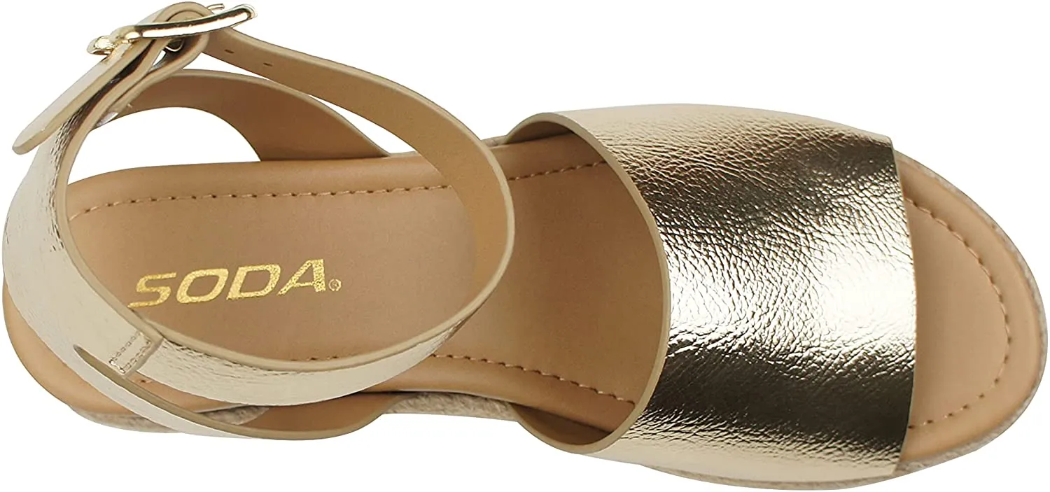 Buckle Soda Platform Ankle Strap Topic Wedges Toe Luxurious Sandals, Safe payments Open Gold