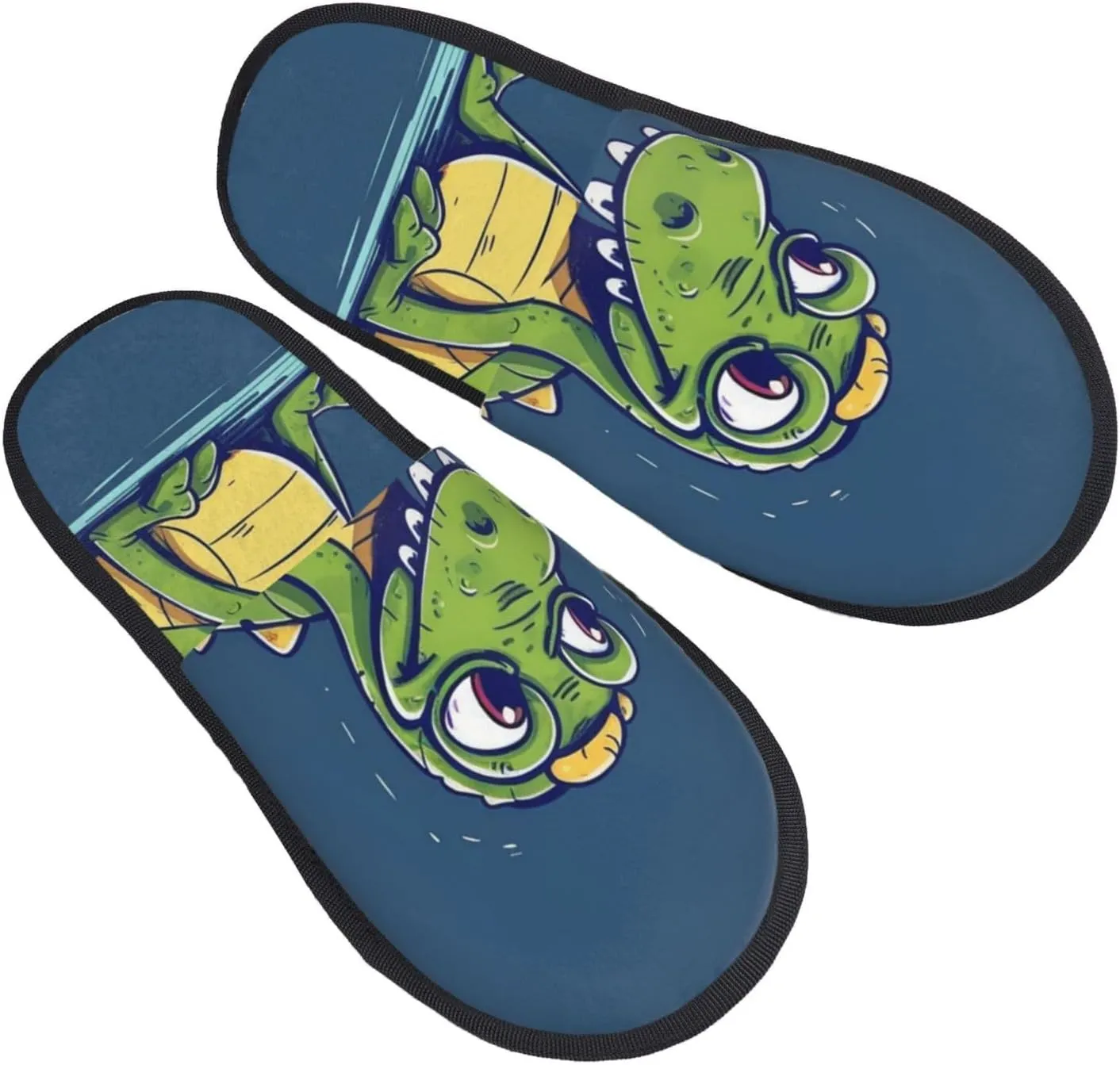 Cartoon crocodile Women's Slippers Fuzzy Slip-on Slippers Non-slip House Slippers Warm Cozy Bedroom Shoes Large
